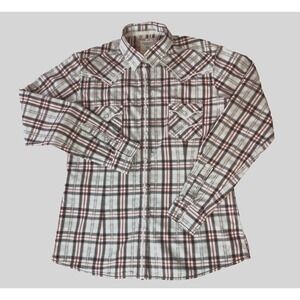Panhandle Rough Stock Womens XS Plaid Pearl Snap Western Shirt Aztec Long Sleeve